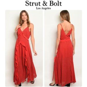 Strut & Bolt Los Angeles Red Spaghetti Strap Dress Size Small NWT